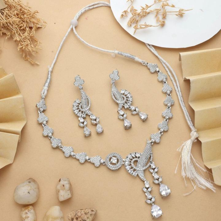 Anti tranish american diamond necklace set 915 Artificial jewellery suppliers in Surat